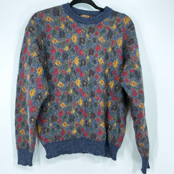 Peter Brown Italy Vintage wool blend sweater grandpa/dad style floral medium/lrg - Picture 5 of 9